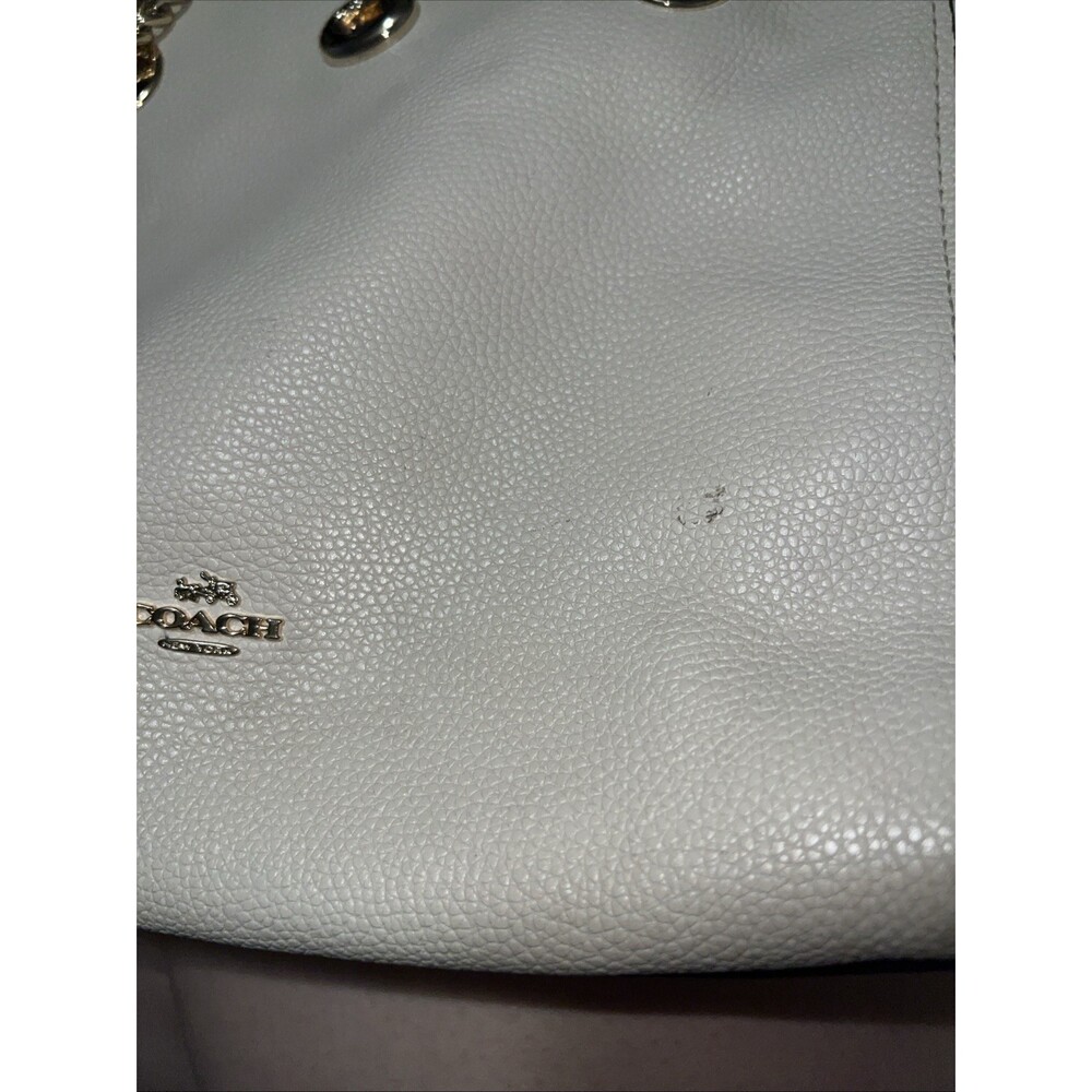 Coach Turnlock Chain Handle Cream Color Purse Tote 27 - Picture 12 of 15